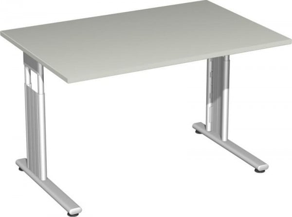 geramöbel Schreibtisch höhenverstellbar, C Fuß Flex, 1200x800x680-820, Lichtgrau/Silber, S-617102-LS