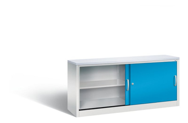 C+P Sideboard mit Schiebetüren Acurado, H720xB1600xT400mm, Farbe: Lichtgrau / Lichtblau, Bügelgriff, 2 OH, 5724-00 S10338