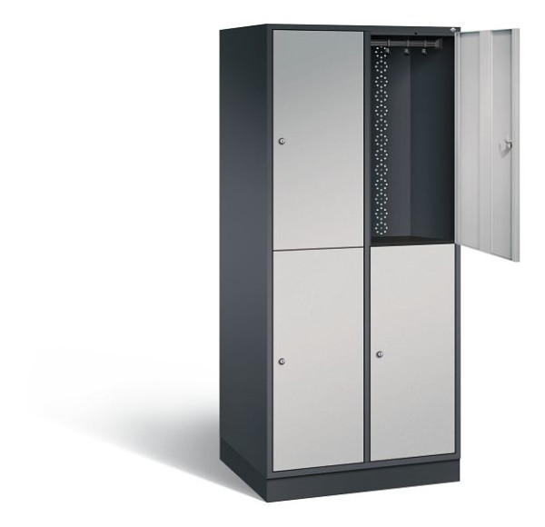 C+P Spind doppelstöckig XL Intro, H1950xB820xT590mm, Farbe: Schwarzgrau / Weißaluminium, 8270-203 S10031