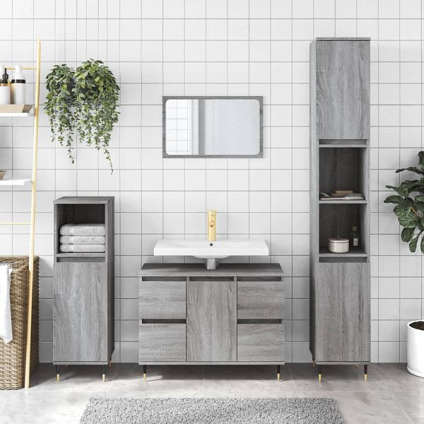 vidaXL Badschrank Grau Sonoma 80x33x60 cm Holzwerkstoff, 831650