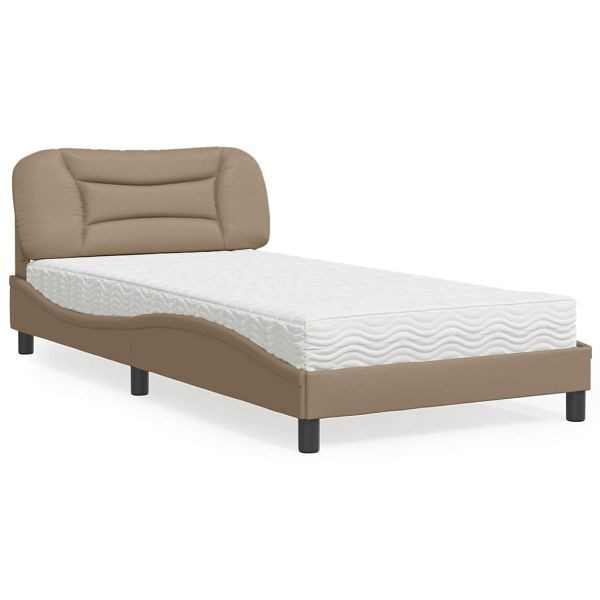 vidaXL Bett mit Matratze Cappuccino-Braun 100x200 cm Kunstleder, 3208707