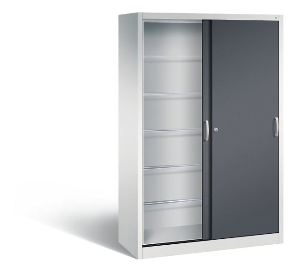 C+P Schiebetürenschrank Acurado, H1950xB1200xT500mm, Farbe: Lichtgrau / Schwarzgrau, Bügelgriff, 2050-60 S10022