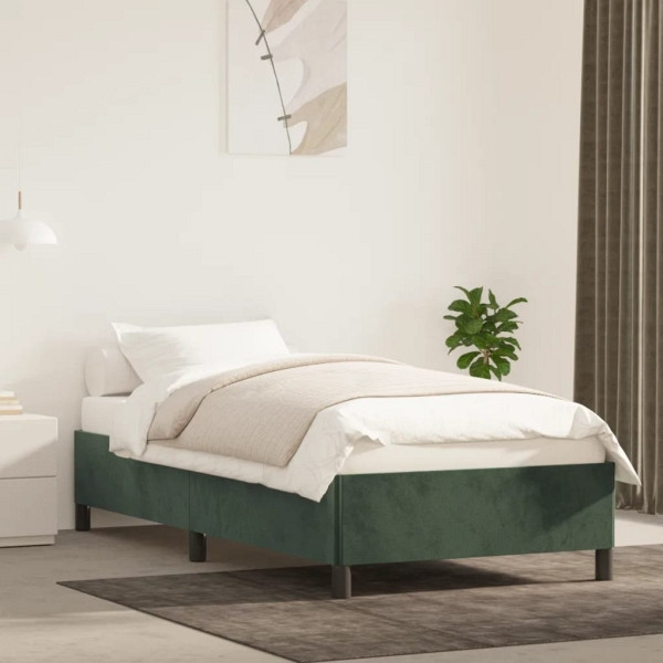 vidaXL Bettgestell Dunkelgrün 100x200 cm Samt, Polyester, 347309