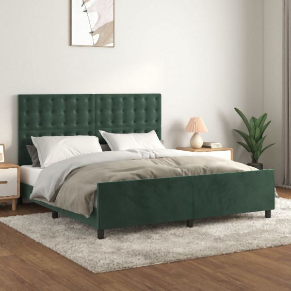 vidaXL Bettgestell ohne Matratze Dunkelgrün 160x200 cm Samt, 3126010