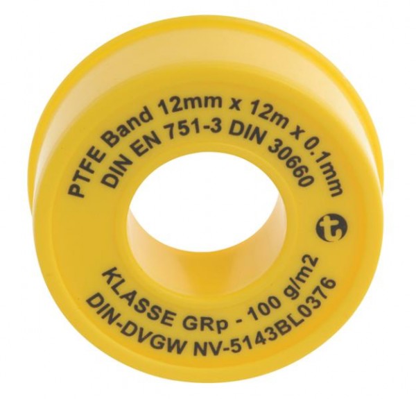 GEKA Dichtbandrolle PTFE, 12m x 12mm x 0,1mm DVGW, VE: 10 Stück, 04.5000