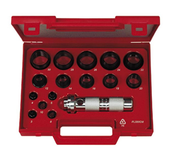 KUKKO Ringstanzwerkzeug Satz, Durchmesser: 3; 4; 6; 8; 10; 12; 14; 16; 18; 20; 22; 24; 26; 28; 30 mm, 326-330