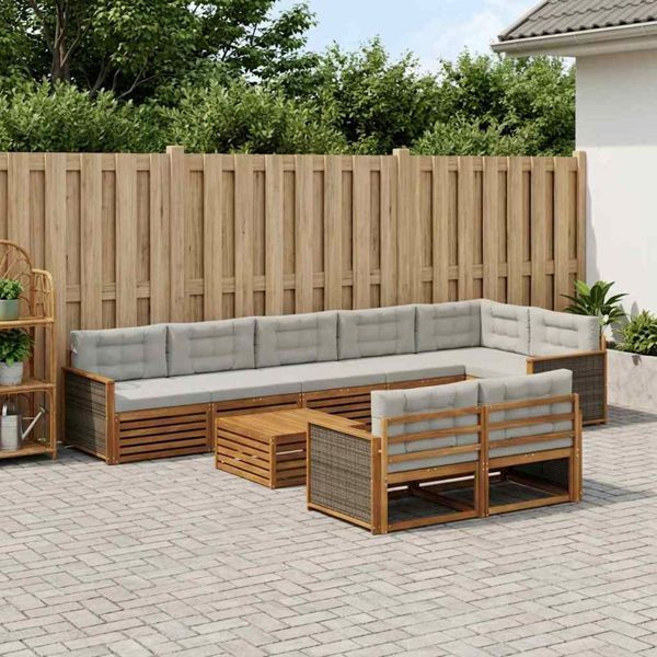 vidaXL Outdoor-Sofagarnitur mit Kissen 9-teilig, 3383529