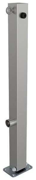 Schake Sperrpfosten aus Edelstahl Typ 4070FU, -umlegbar- 70x70mm, mit Dreikantverschluß, zum Aufdübeln, mit 1 Öse, 4070FU+1