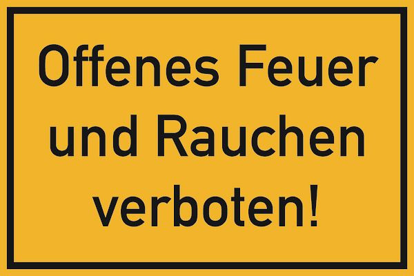 Schilder Klar Grundstücksbeschilderung Offenes Feuer und Rauchen verboten!, 300x200x1.5 mm Kunststoff, 881/71