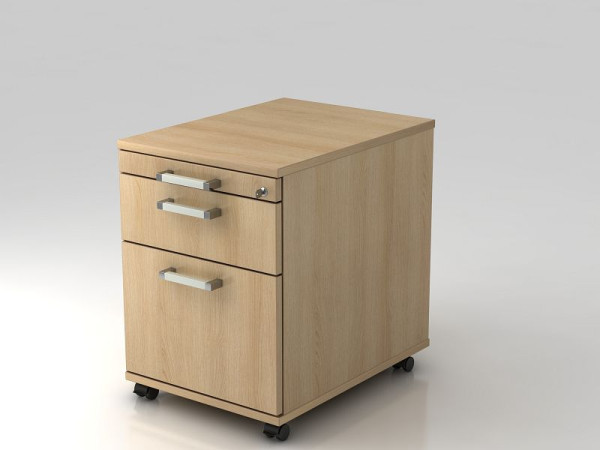 Hammerbacher Rollcontainer 58cm, 1 Schub, 1HR, Schloss Chromgriff Eiche, 42,8x58x59 cm, 1/3/6 HE, VAC20/E/E/CE