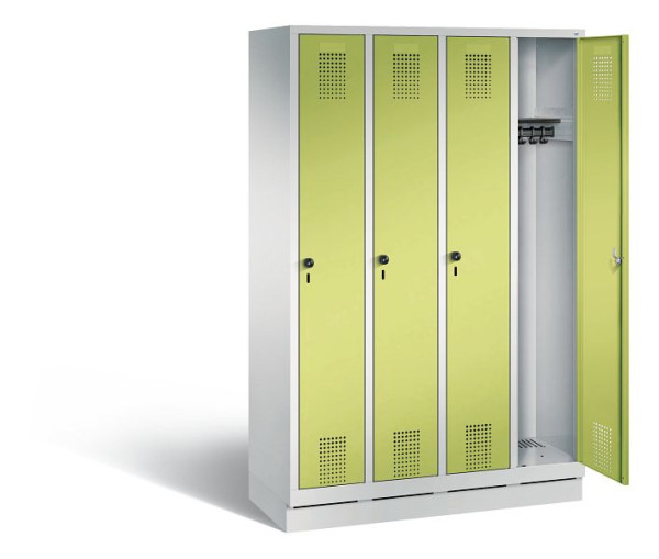 C+P Garderobenschrank Evolo, H1800xB1190xT500mm, Farbe: Lichtgrau / Viridingrün, 48020-40 S10135