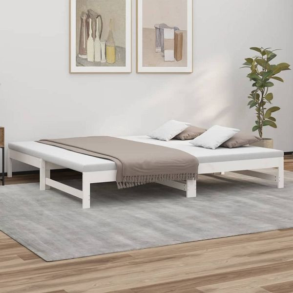 vidaXL Tagesbett Ausziehbar Weiß 2x(100x200) cm Massivholz Kiefer, 823400