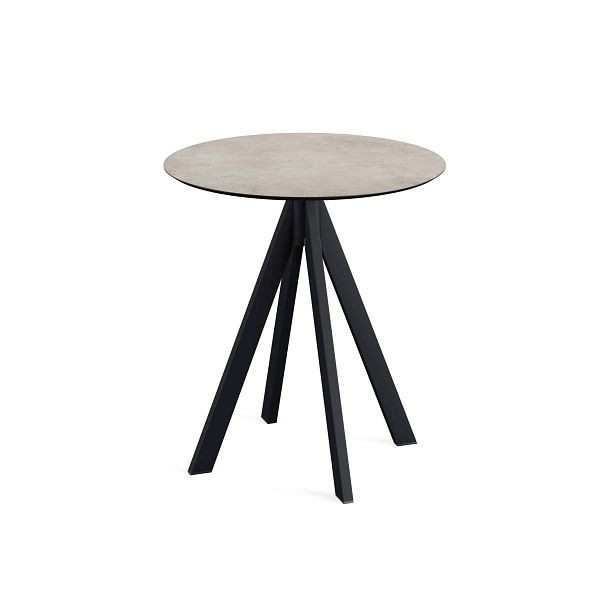 Essentials Infinity Terrassentisch Schwarz gestell + Moonstone HPL Ø70 cm, 120011370