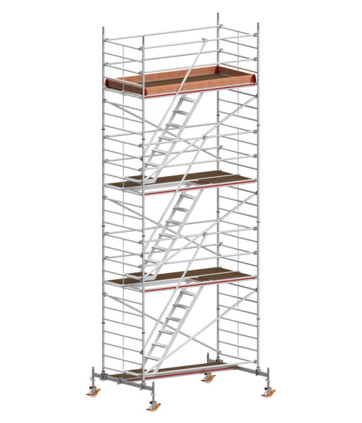 HYMER Treppen-Fahrgerüst mit Fahrtraverse, Bühnenlänge 2,95 m, Rahmenteilbreite 1,50 m, Reichhöhe 8,60 m, 827308