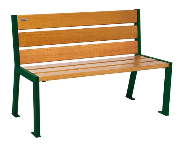 Procity Sitzbank Silaos 6 Holzlatten, 1200 mm, Ohne Armlehne, Holz & Stahl, helle Eiche/RAL 6005, 209601.6005.CHEC