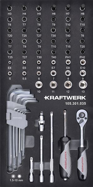 Kraftwerk BASIC LINE EVA Steckschlüssel-Einlage 1/4", 2x4 cm, 61 tlg, 105.301.035