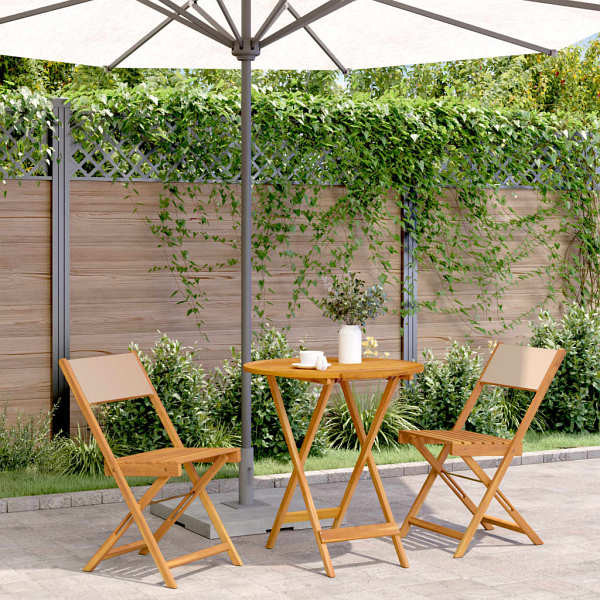 vidaXL 3-tlg. Bistro-Set Beige Stoff und Massivholz, 3281847