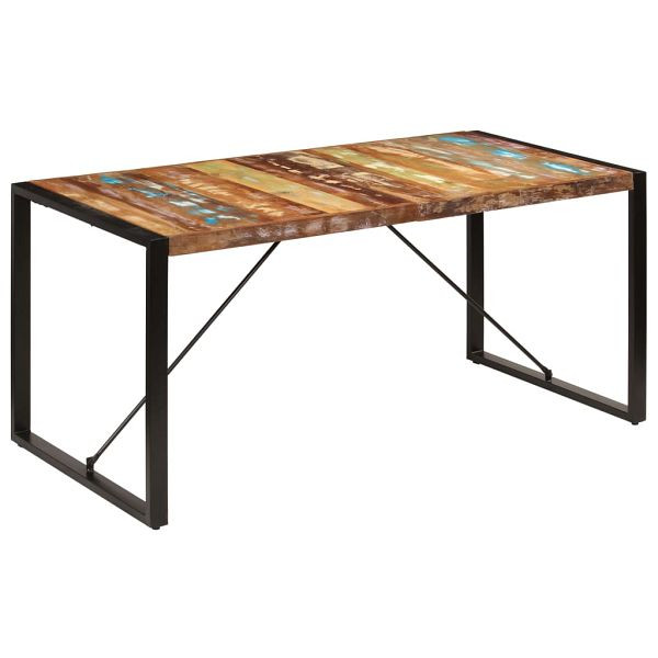vidaXL Esstisch 160x80x75 cm Altholz Massiv, Material: Recyceltes Massivholz und pulverbeschichteter Stahl, 247418