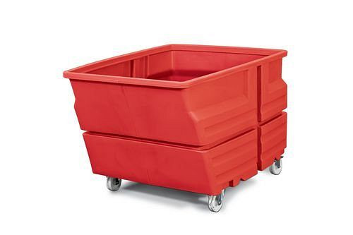 DENIOS Systembehälter aus Polyethylen (PE), mit Rollen, 600 Liter Volumen, rot, 187-008