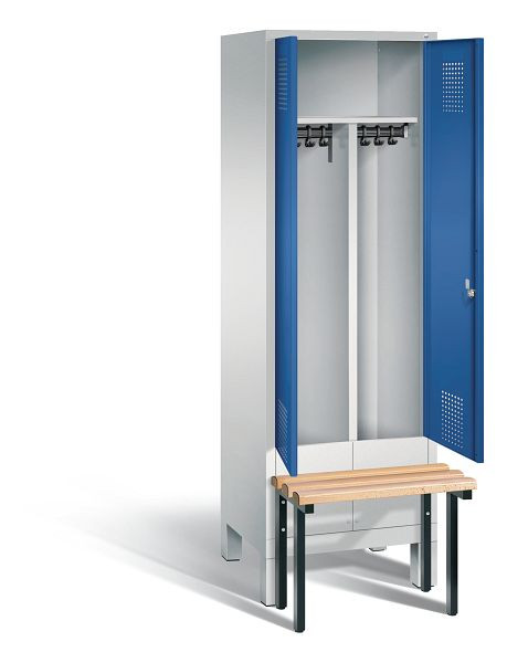 C+P Schwarz-Weiss-Spind Evolo, H1850xB610xT815mm, Farbe: Lichtgrau / Enzianblau, 48032-20 S10009