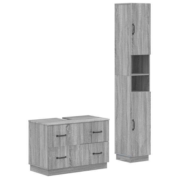 vidaXL 2-teiliges Badezimmer Schrank Set HOORN Sonoma-Grau, 3417555