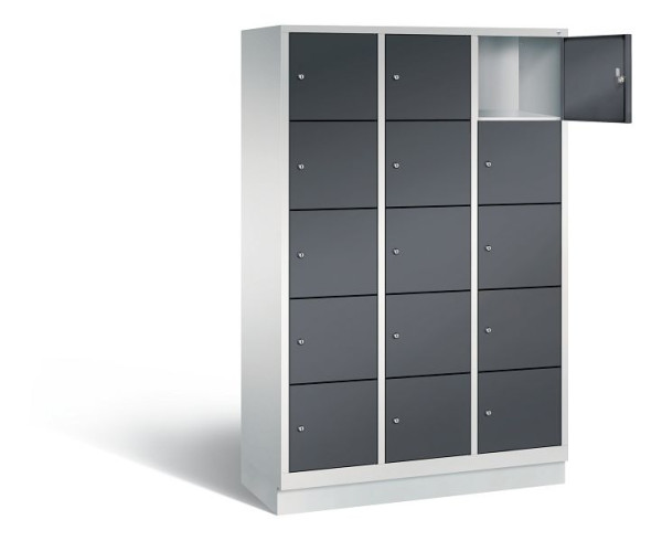 C+P Schließfachschrank Evolo, H1800xB1200xT500mm, Farbe: Lichtgrau / Schwarzgrau, 48020-325 S10120