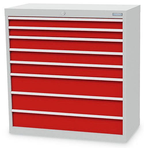 Bedrunka+Hirth Schubladenschrank, R 36-16, Schubladenanzahl: 8, 980 x 500 x 1019 mm, Blendenhöhe in mm: 2x75, 3x100, 3x150, Tragkraft in kg: 50, 90.23300