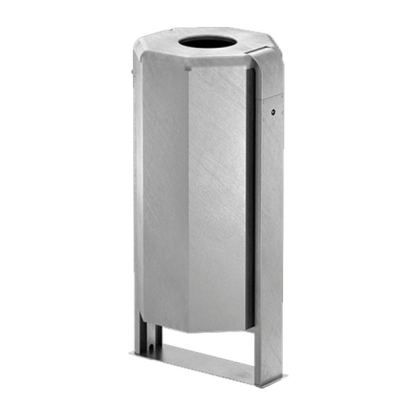 Stein HGS Abfallbehälter -City 1000- mit Deckel, zum Einbetonieren, mit verlängertem Doppelständer /1350mm, Behälter und Ständer ohne Farbe, 19619-01