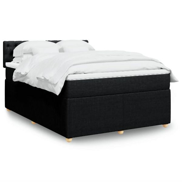 vidaXL Boxspringbett mit Matratze Schwarz 140x200 cm Stoff, 3289788