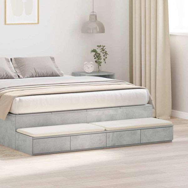 vidaXL Bettschubladen Betongrau 150 x 36.5 x 16.5 cm Holzwerkstoff, 866958