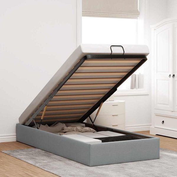 vidaXL Ottoman-Bett ohne Matratze Hellgrau 90x190 cm Stoff, 3310840