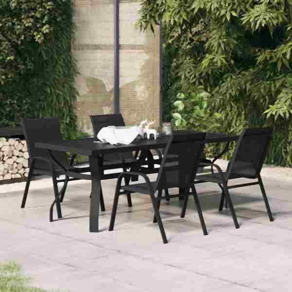 vidaXL 5-tlg. Garten-Essgruppe Schwarz, 3095980, 8720286980736