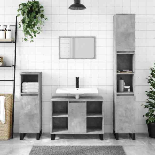 vidaXL Badschrank Betongrau 80x33x60 cm Holzwerkstoff, 831640