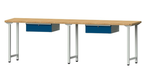 ANKE Werkbänke Arbeitstisch, Modell 93, 2800 x 700 x 890 mm, RAL 7035/5010, BMP 40 mm, 400.417
