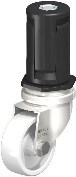 Blickle LRXA-PO 50G-EXR05 Edelstahl-Apparate-Lenkrolle mit Expander, Polyamid, Weiß, 856461