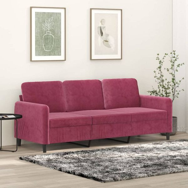 vidaXL 3-Sitzer-Sofa Weinrot 180 cm Samt, 359456, 8721012141827