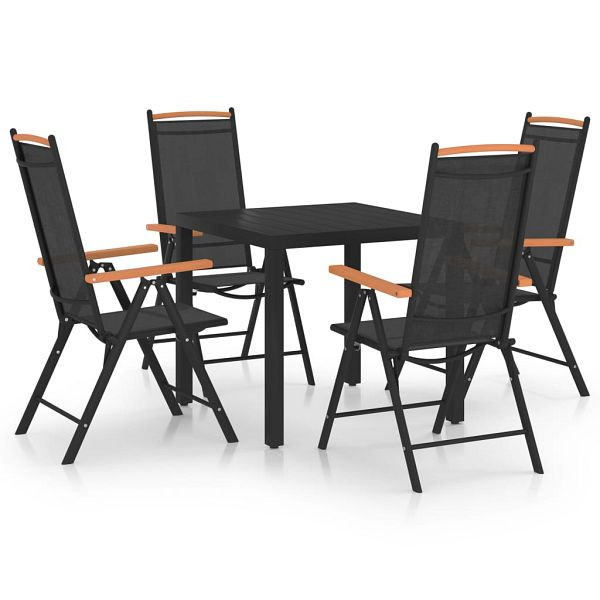 vidaXL 5-teilig Garten-Essgruppe Aluminium Schwarz, 3070625