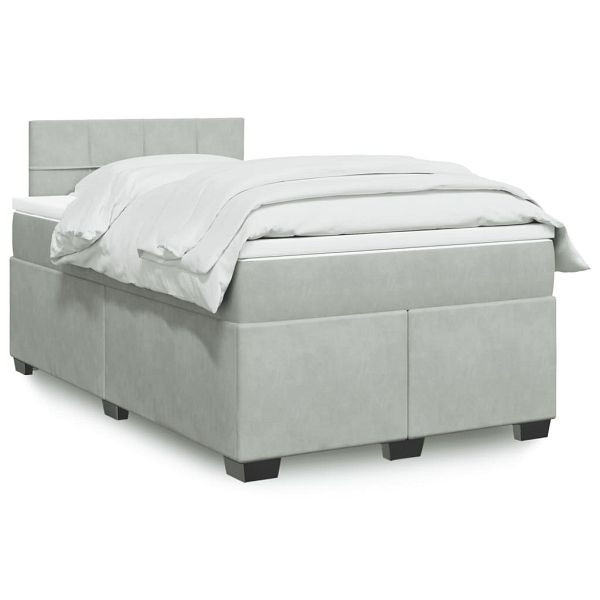 vidaXL Boxspringbett mit Matratze Hellgrau 120x190 cm Samt, 3286258