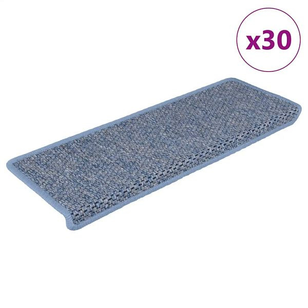 vidaXL Stufenmatten Selbstklebend Sisal-Optik 30Stk. 65x21x4cm Blau, 3365886