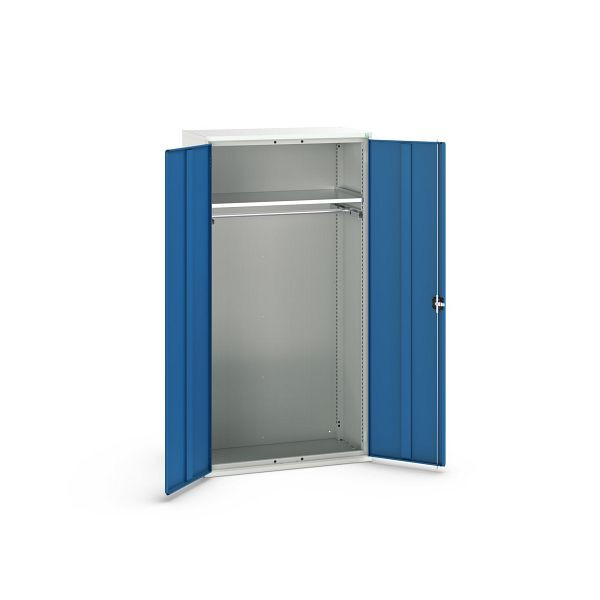 bott verso Flügeltürschrank, mit 1 Fachboden und 1 Kleiderstange, BxTxH: 1050 x550 x 2000 mm, Lichtgrau / Enzianblau, 16926584.11