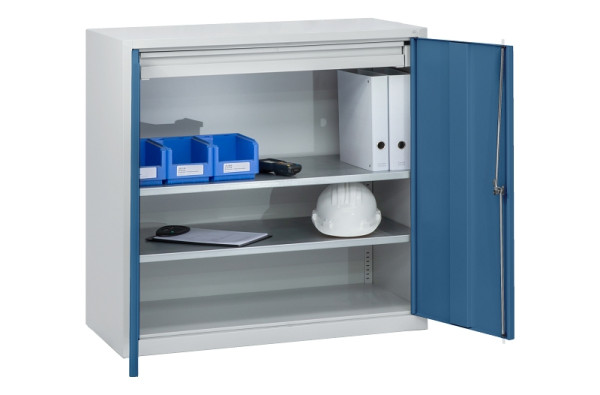 C+P Stahl-Flügeltürenschrank Serie 89, H1000xB100xT500mm, 7035/5023, 2 Türen, 88210-00 S10082