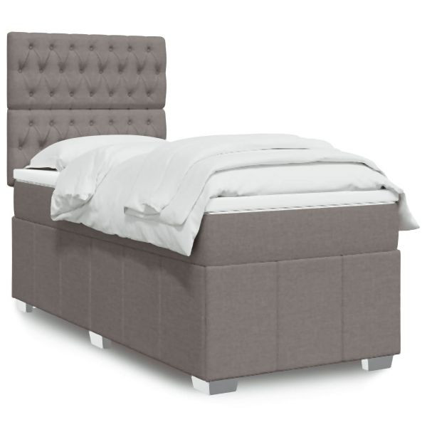 vidaXL Boxspringbett mit Matratze Taupe 90x200 cm Stoff, 3293862