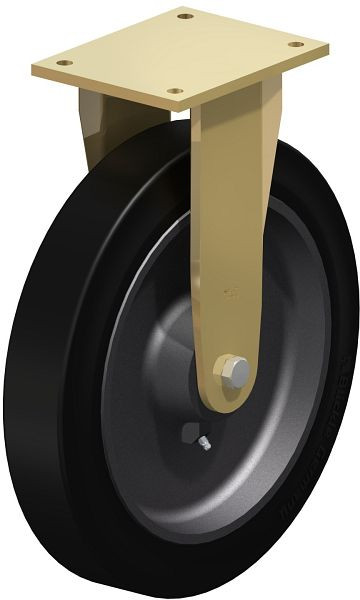 Blickle BS-GEV 400K Stahlgeschweißte Schwerlast-Bockrolle, Elastik-Vollgummi, Schwarz, 650044