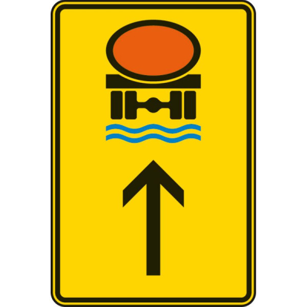 Stein HGS Wegweiser für Fahrzeuge mit wassergefährdender Ladung (geradeaus) Nr. 422-34, 630x420mm /RA1/Flachform 3mm, 422-34-113