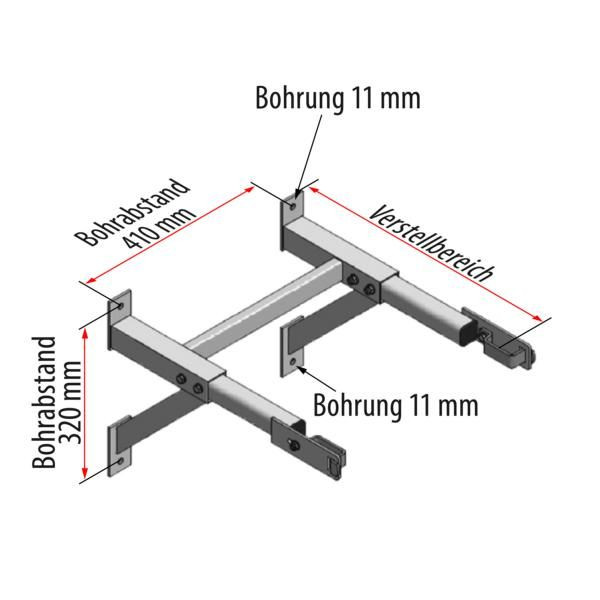 HYMER Wandkonsole, Aluminium, verstellbar 300-400 mm, 0055021