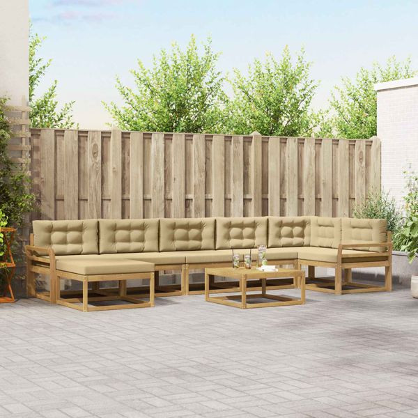 vidaXL Outdoor-Sofagarnitur 8-teilig Weiß und Beige, 3386797