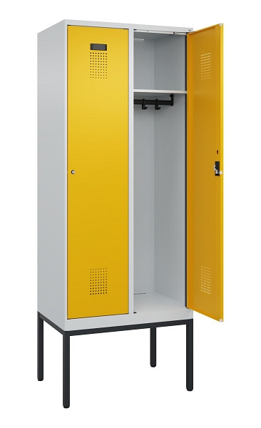 C+P Spind Evolo PLUS, Gestell, 2 Abteile, 2120x800x500mm, 7035/1004, Verschluss Zylinderschloss, Ablageböden 2, 0490307-22 S10027