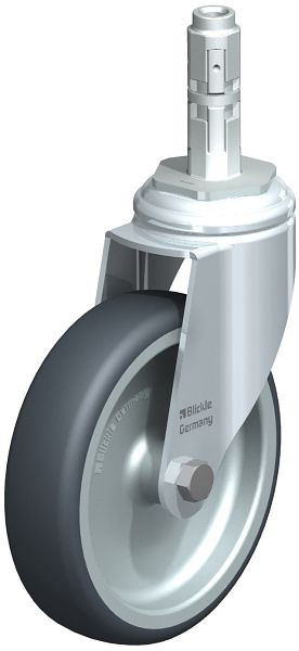 Blickle LKRA-TPA 126G-11-E12 Apparate-Lenkrolle mit Expander, Thermoplastisches Gummi-Elastomer, Grau, 437624