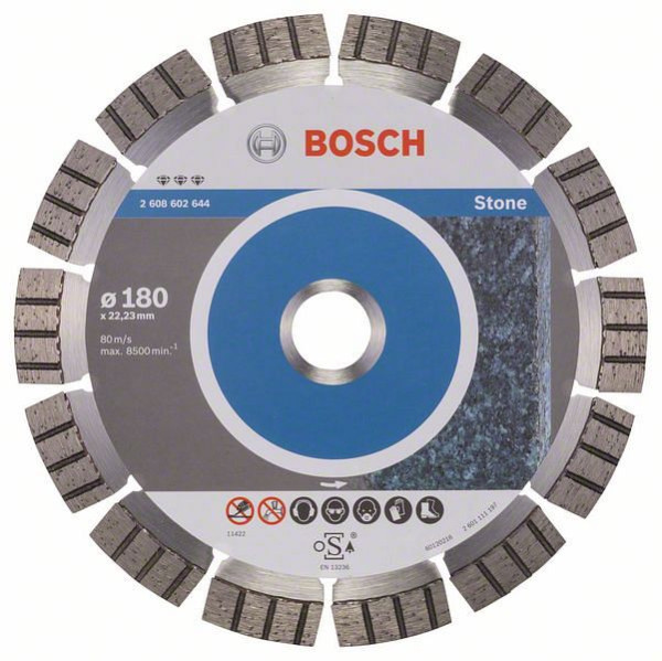 Bosch Diamanttrennscheibe Best for Stone, 180 x 22,23 x 2,4 x 12 mm, 2608602644