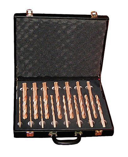DENIOS Bohrer-Satz, 15-teilig, 6-20 mm, Kupfer-Beryllium, funkenfrei, für Ex-Zonen, 262975